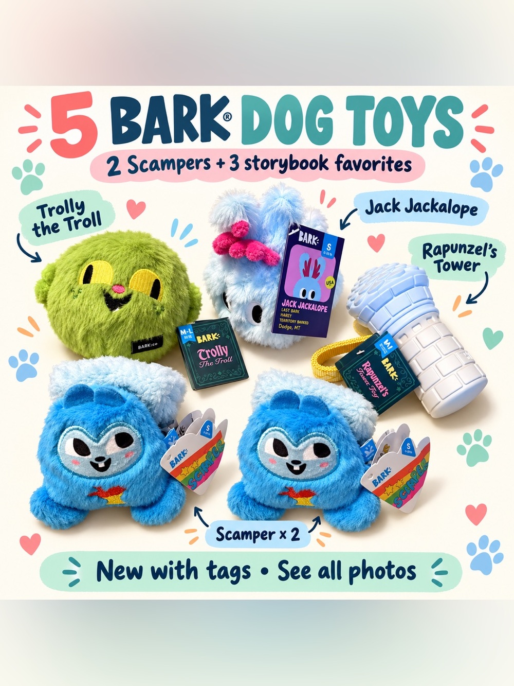 BARK Dog Toys 5-Piece Bundle – New With Tags